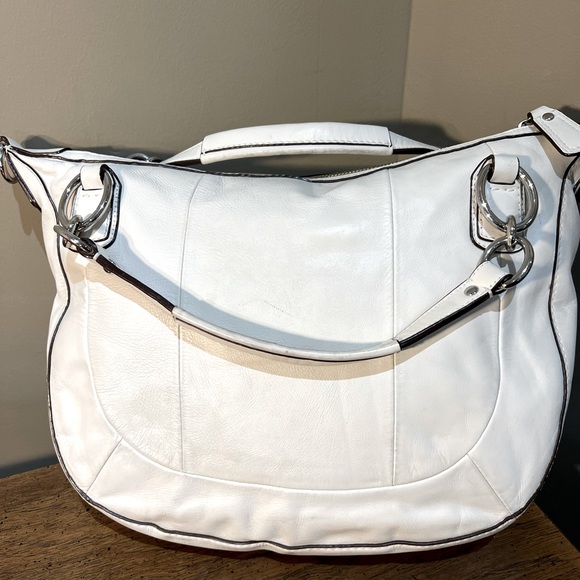 Coach Kristin Woven Leather Round Hobo Satchel - Picture 10 of 14